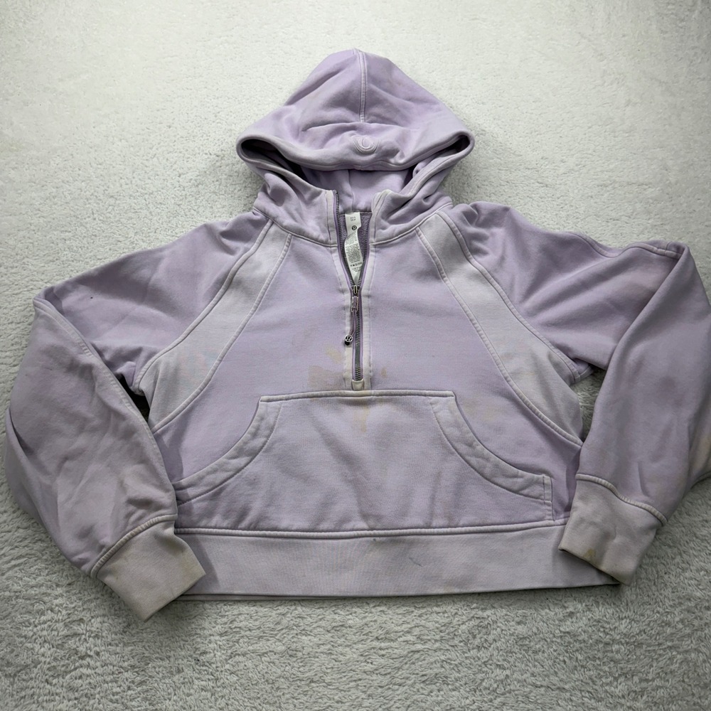 Lululemon Lavender Stain Purple Cropped Half Zip Hoodie Athletic Comfort Size XS